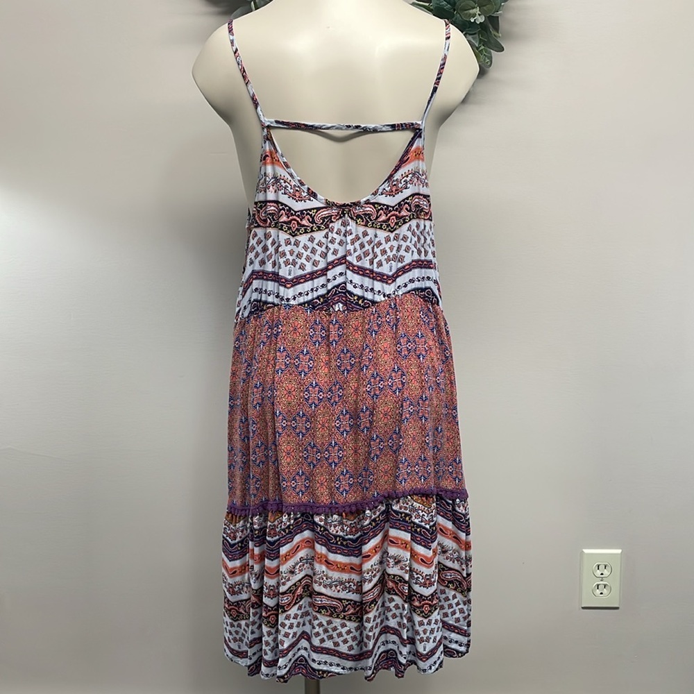Mossimo Supply Co Boho Spaghetti Strap Paisley Floral Crochet Trim Dress XL - Picture 5 of 16